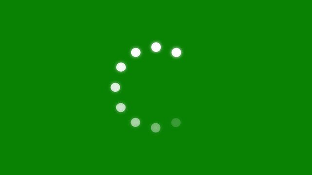 Creative loading circle animation with rotating segmented spinner and elegant buffering effect on green background, modern processing indicator for mobile apps and website interfaces, 4K