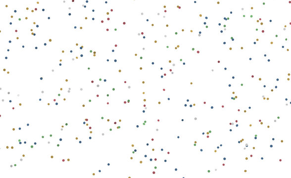 Abstract pattern of colorful dots scattered randomly on a white background. Great for various uses.