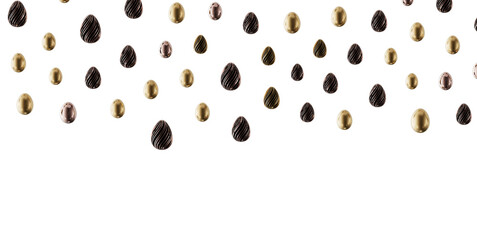 Decorative Easter eggs in gold, bronze and black against a white background. Perfect for Easter greetings and holiday de © vegefox.com