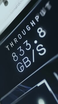 System interface displaying real-time throughput in GB per second