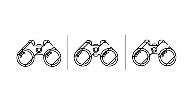 Three Black Line Art Handcuffs Isolated Illustration Set.