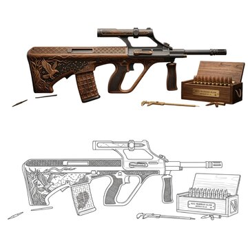 gun and bullets AUG