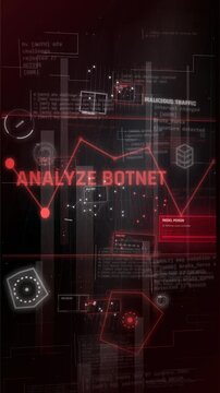 Cybersecurity HUD Interface Analyzing Malicious Botnet Traffic