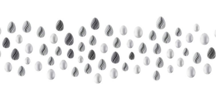 Abstract pattern of Easter eggs in grayscale, perfect for spring, Easter, celebrations, modern and minimalist design nee