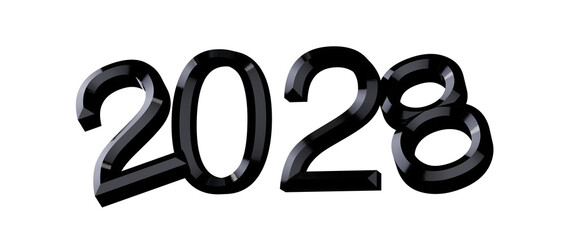 Stylish 2028 text rendered in a modern 3D style. Perfect for New Year greetings, future c © vegefox.com