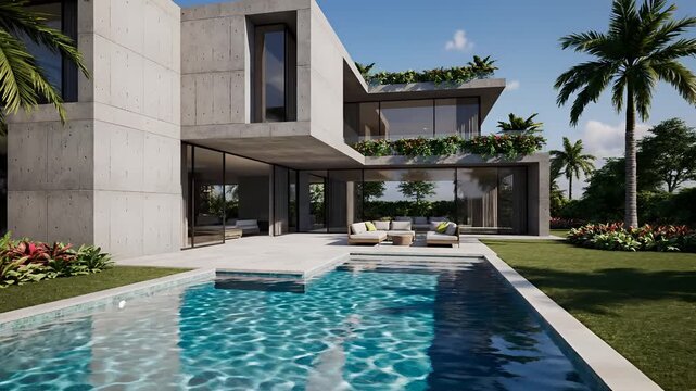 Modern Luxury Villa with Infinity Pool and Tropical Garden.