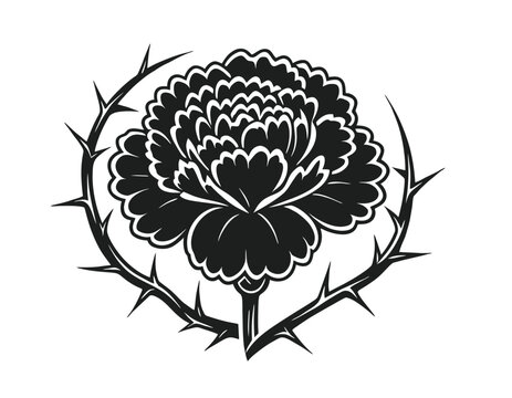 A dark floral gothic chest piece tattoo design featuring a thorn wreath and flower
