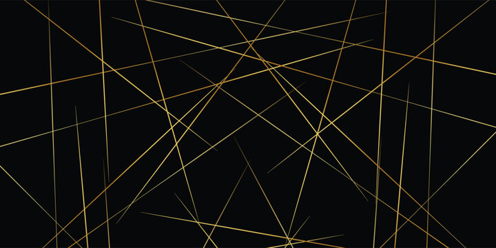 Luxury dark background with chaotic intersecting golden lines background design