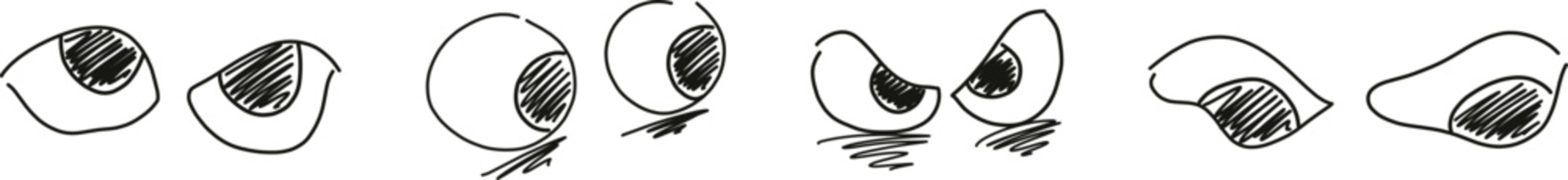 hand drawn eyes vector silhouettes