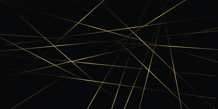 Elegant premium black surface with glowing gold stripe matrix vector design