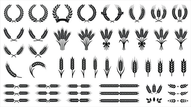 Wheat and laurel wreath silhouette collection