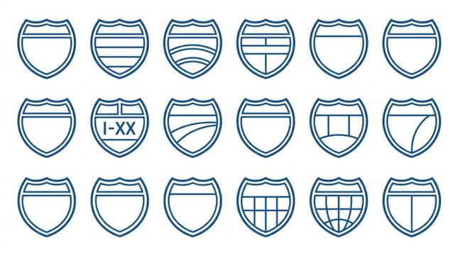 Collection of Interstate Highway Signs Blank Templates.