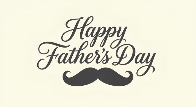 Happy father's day typography with mustache celebration graphic
