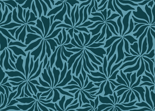 Abstract mono floral art seamless pattern background. Vector illustration art backdrop