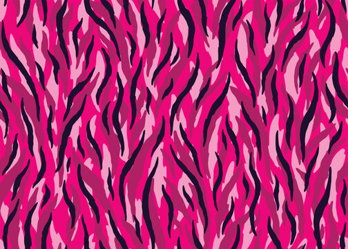 Abstract pink flow art stripes seamless pattern background. Vector illustration art backdrop
