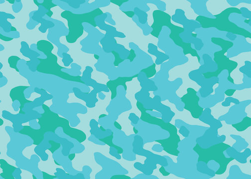 Abstract aqua camo art seamless pattern background. Vector illustration art backdrop