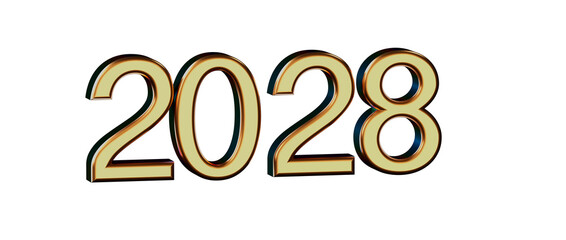 2028 Golden number isolated on white background, future year concept. Perfect for new year greetings © vegefox.com