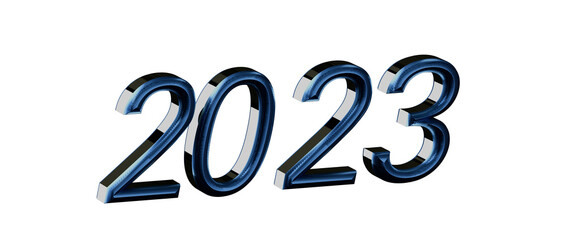 A striking 3D rendering of the year 2023 in vibrant blue, perfect for holiday greetings and celebrat © vegefox.com