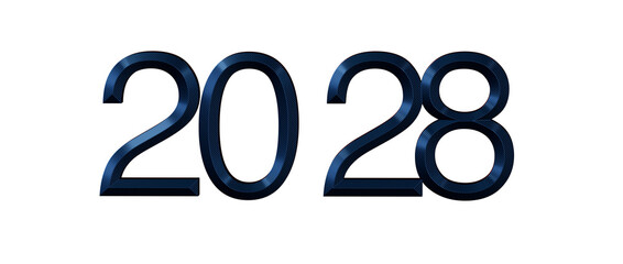 Image of the year 2028 in metallic blue, perfect for new year greetings and designs. © vegefox.com