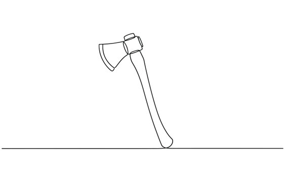 Continuous one line drawing pick axe vector illustration, One line drawing illustration of axe.