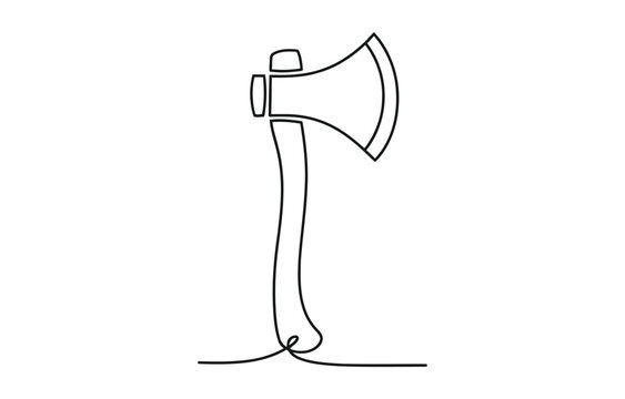 Continuous one line drawing pick axe vector illustration, One line drawing illustration of axe.