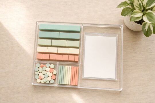 Pastel Fraction Tiles And Counting Rods On Clear Tutoring Tray