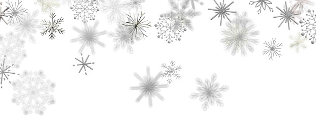 Fototapeta premium Soft delicate snowflakes falling in winter, a festive holiday season decoration.