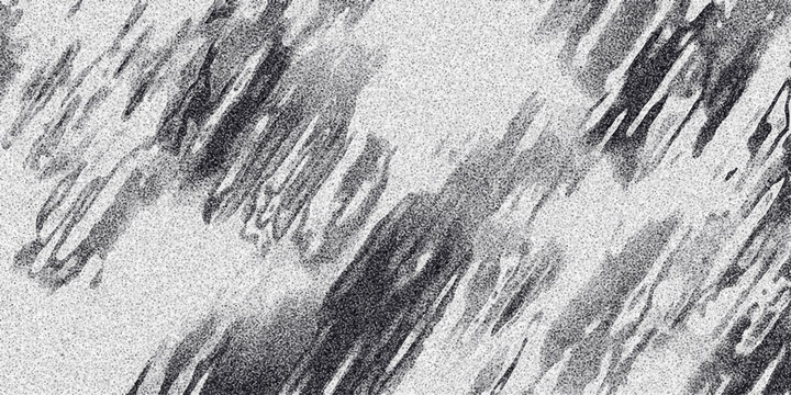 Abstract grayscale textured background with diagonal brush strokes and speckled noise effect creating a dynamic and artistic pattern for design and digital art applications