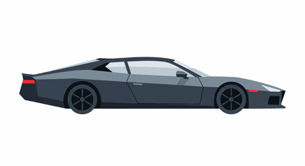 Obraz premium A sleek, dark gray sports car with tinted windows is shown in profile