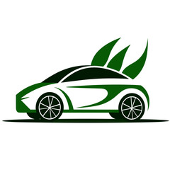 Fototapeta premium Eco-friendly car concept with leaf accents