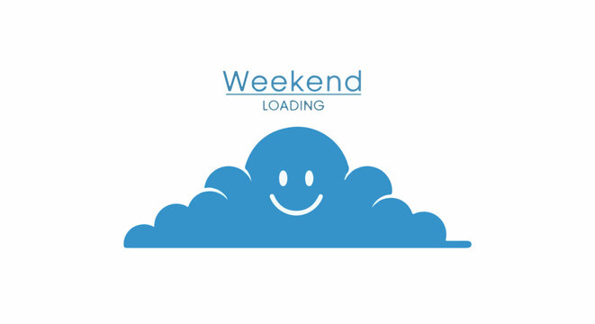 A simple blue cartoon cloud with a happy face, waiting