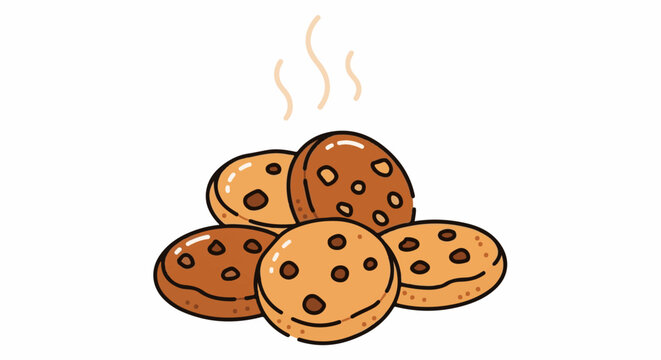 A stack of warm, freshly baked chocolate chip cookies rises