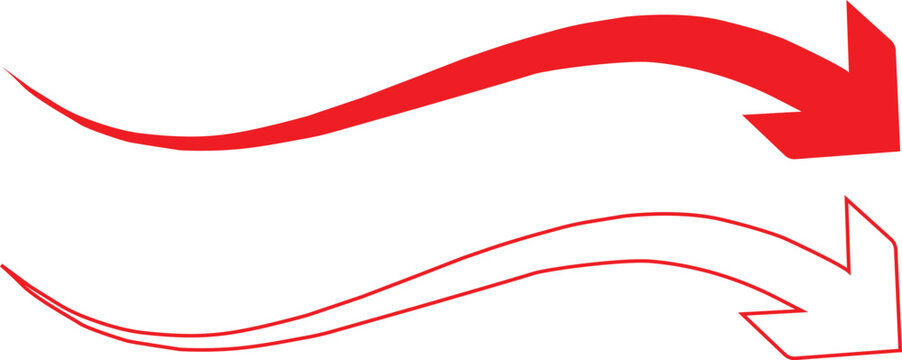 Flowing motion of continuous red curved arrows in sequence Vector