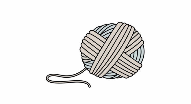 A simple drawing of a ball of yarn with a loose thread