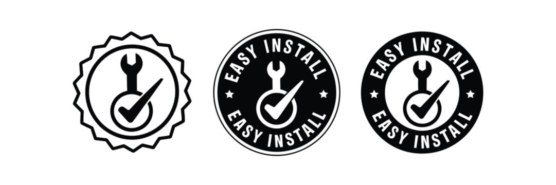 Easy Install Vector Labels Illustration for Furniture Assembly Tool Instructions and Product Information Design Templates