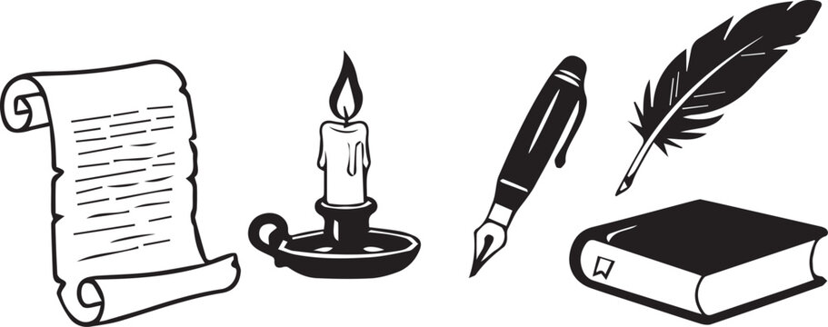 Vintage writing tools and literature