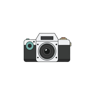 Flat Vector Retro DSLR Camera Photography Icon