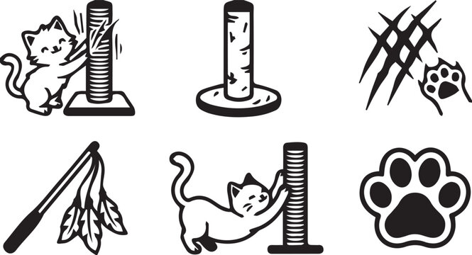Cat scratching post icons