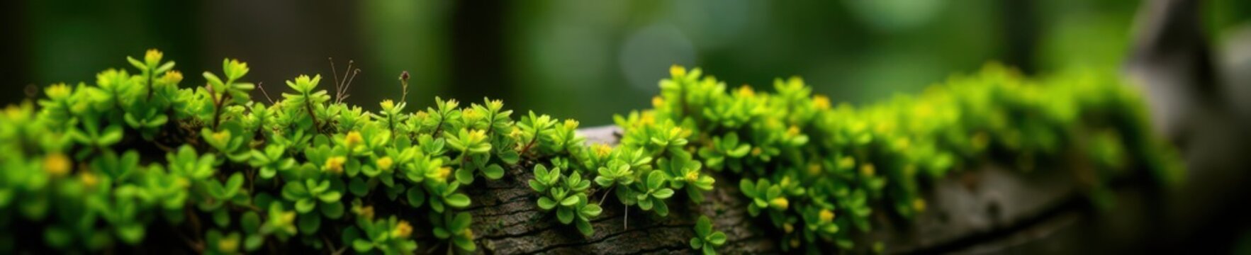 Textured green lichen and moss on decaying wood , autumn, nature