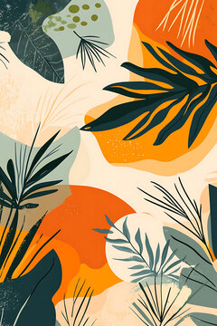 Neutral charcoal continuous line botanical leaf smartphone screen wallpaper