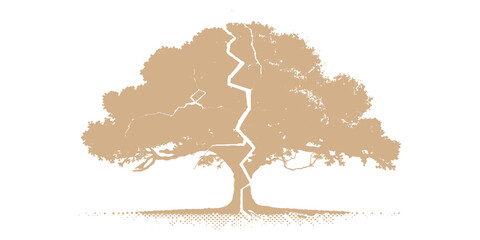 vector illustration of an old tree with roots combined with world map silhouette and country outlines in a simple geographic design © NAYEM