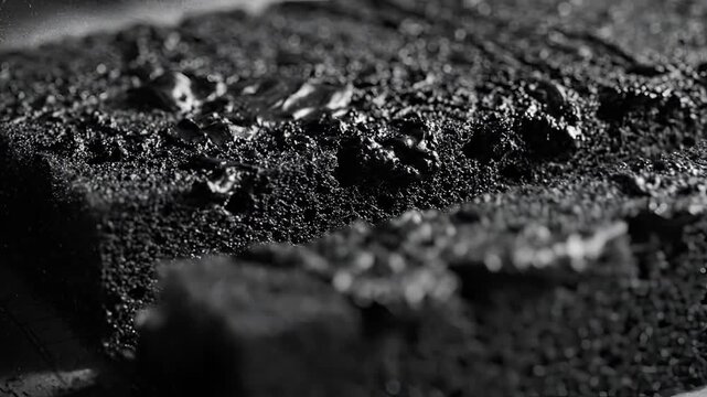 Closeup Macro Shot of Dark Chocolate Cake Texture on Grid Paper.