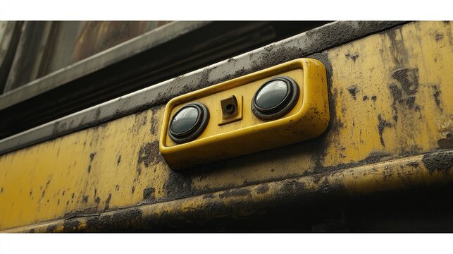Close up of a weathered yellow object