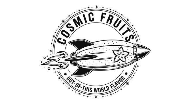 Cosmic Fruits Rocket Emblem with Starfruit Graphic