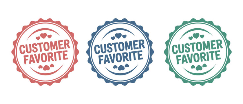 Customer favorite retail labels set with heart elements for product marketing