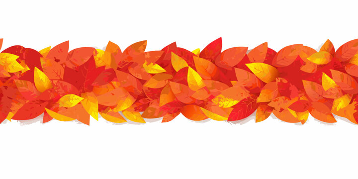Autumn leaves border colorful fall foliage vector illustration on white
