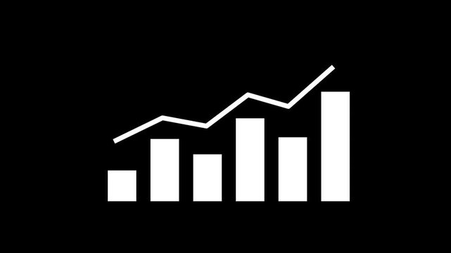 Abstract black growing financial linear graph chart background.