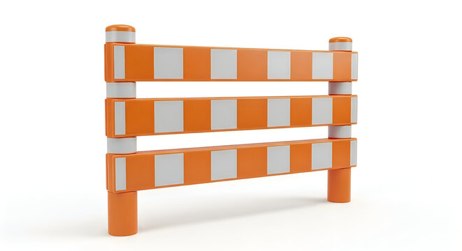 Road barrier construction equipment on a white background for road repairs and work.