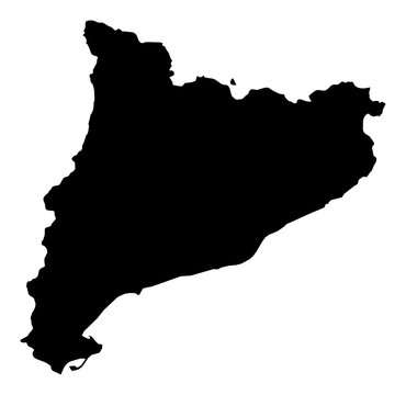 A contour map of Catalonia. Spanish autonomous community silhouette