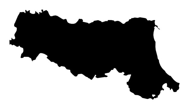 A contour map of Emilia-Romagna. Italian region silhouette